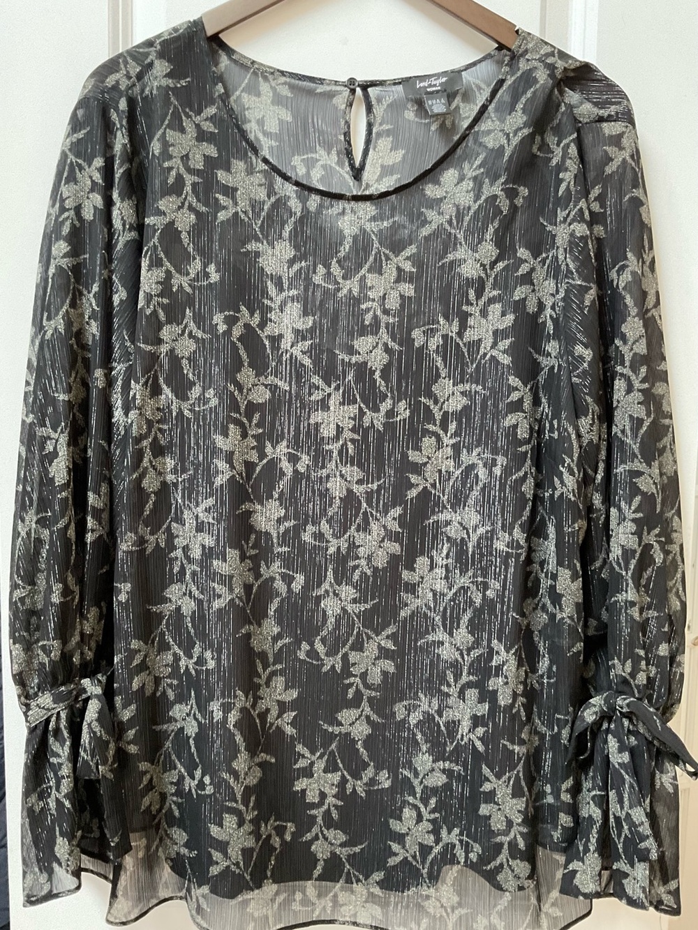 Lord & Taylor Black Floral Blouse